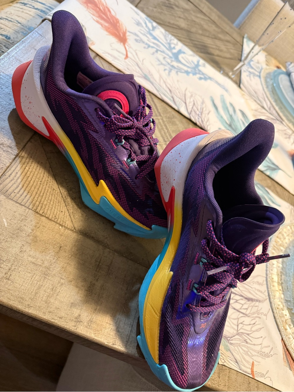 Curry Purple Multi-Color Athletic Sneakers